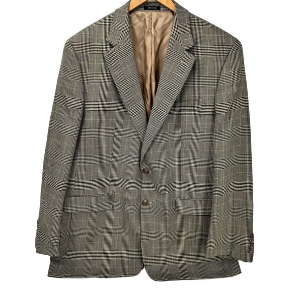 Lauren Ralph Lauren Blazer Mens 46L Tan Wool Houndstooth Sport Coat Jacket - Picture 1 of 9